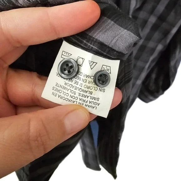 Beverly Hills Polo Club Black and Gray Plaid Button Front Shirt - Picture 7 of 8